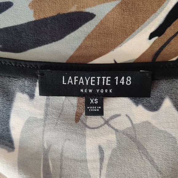 Lafayette 148 New York Black, Brown & Yellow Arnette Silk Floral Blouse XS - Picture 6 of 7